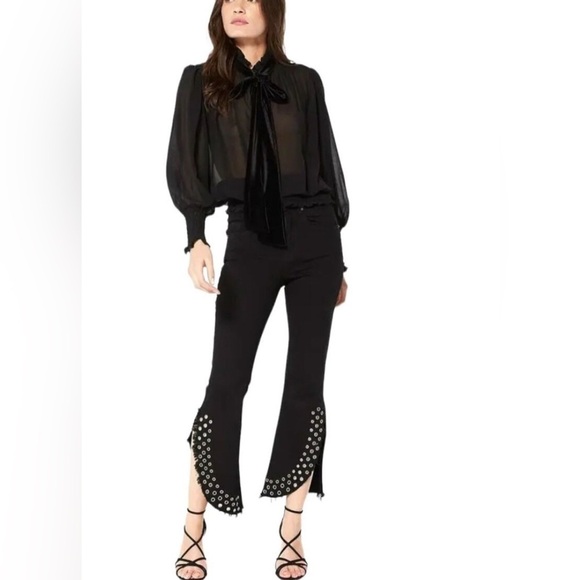 Misa Los Angeles Denim - MISA Los Angeles The Super Star Crop Flare Jeans Black